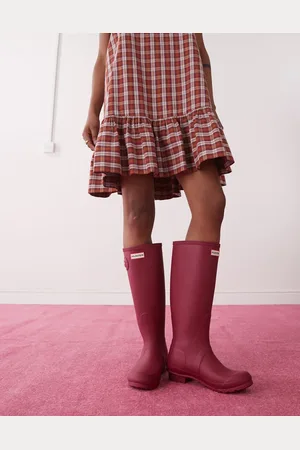 Hunter Original tall wellington boots in burgundy