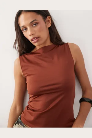 Weekday Annie sleeveless boat neck top in rust