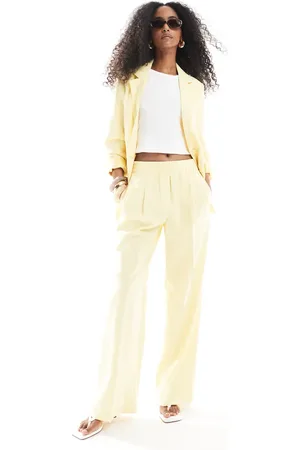 VERO MODA Mix and match wide leg trouser co-ord in pale banana