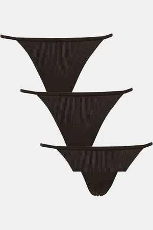 Weekday Ribbed thong 3-pack in dark