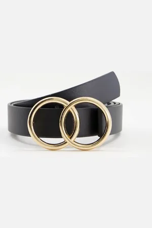 ASOS Bevelled double circle waist and hip belt in metal work