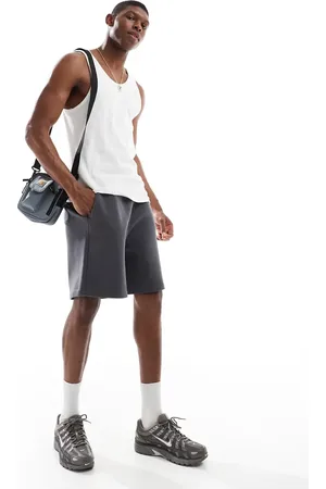 ASOS Essential mid length oversized shorts in charcoal