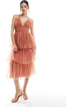 Lace & Beads Bridesmaid Odette midaxi dress in terracotta