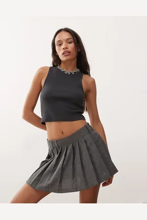 Weekday Crop ribbed tank top in off