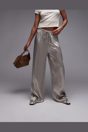 & OTHER STORIES & satin pull-on wide leg trousers in beige
