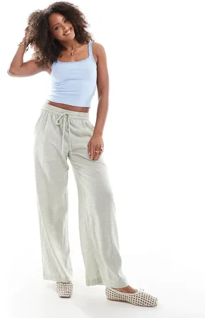 Cotton On Cotton On 90s haven wide leg trousers in micro green check
