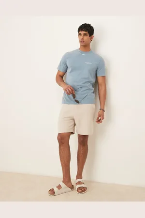 ASOS Essential mid length slim shorts in stone