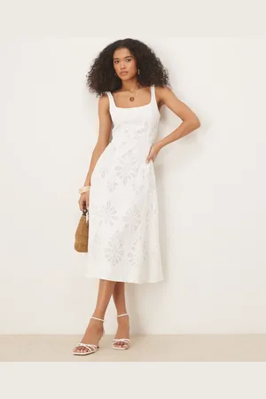 MANGO Premium cutwork midi dress in