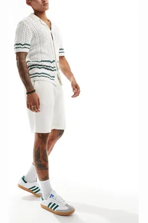 Threadbare Textured shorts with elasticated waist in ecru