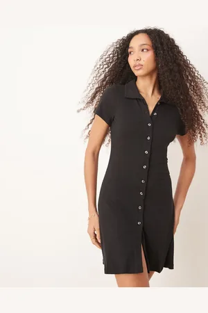 ASOS Collared mini column tea dress with button front and cap sleeve in