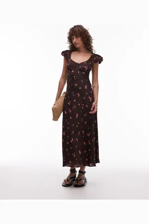 MANGO Scoop neck floral midi dress in