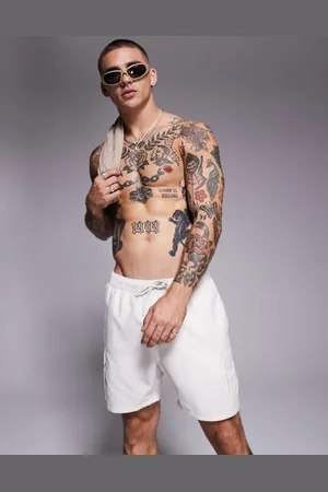 ASOS Swim shorts in mid length with cargo pockets in
