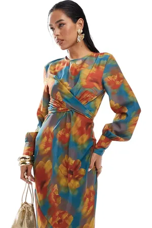 ASOS Belted maxi dress in blurred floral print
