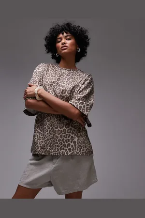 & OTHER STORIES & jersey relaxed t-shirt with panel detail in leopard print