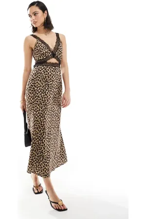 Never Fully Dressed Mimi lace cut-out midaxi dress in leopard print
