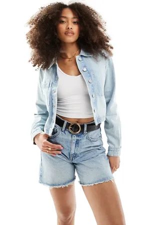 JJXX Cropped denim jacket in light wash
