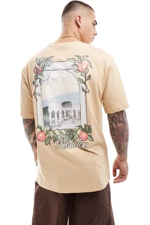 Only & Sons Oversized t-shirt with paradiso back print in beige