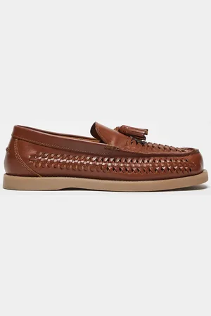 ASOS Loafers in tan leather with weave