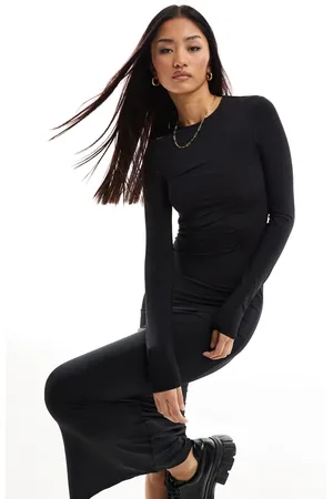 Pull&Bear Long sleeved soft shaping maxi dress in