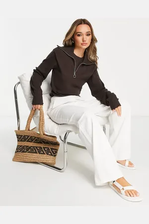 NA-KD Half zip cropped jumper in