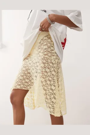 COLLUSION Lace sheer midi skirt in