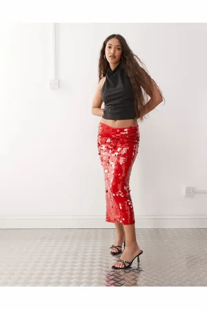 Lioness Low waisted disc sequin midaxi skirt in