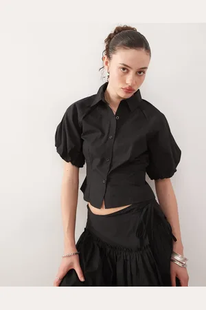 COLLUSION Puff sleeve cinched shirt co-ord in