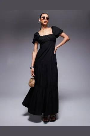 River Island Puff sleeve midi dress in