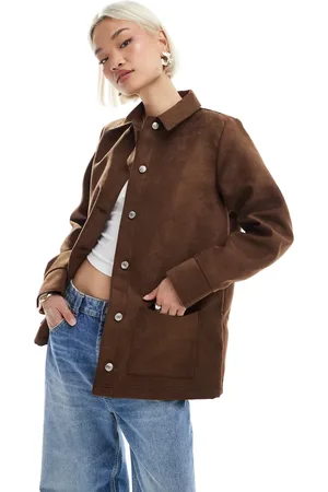 ASOS Faux suede boxy jacket in tan