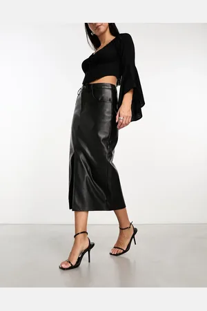 VERO MODA Leather look midi skirt in