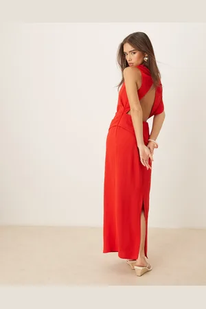 ASOS Asymmetric twist back midi dress in