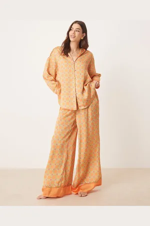 Free People Dreamy days sleepwear pyjama set in orange combo