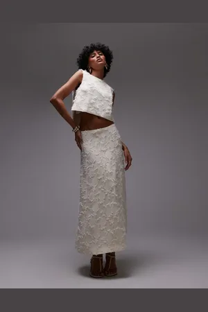 MANGO Textured midi skirt co-ord in