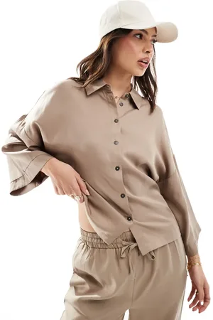 Object Soft wide sleeve shirt co-ord in stone