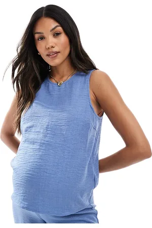 Mama;licious Mamalicious crinkle textured tank top co-ord with tie side detail in