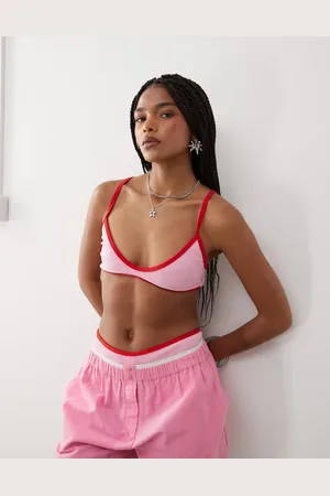 COLLUSION Towelling scoop neck bikini top in pink