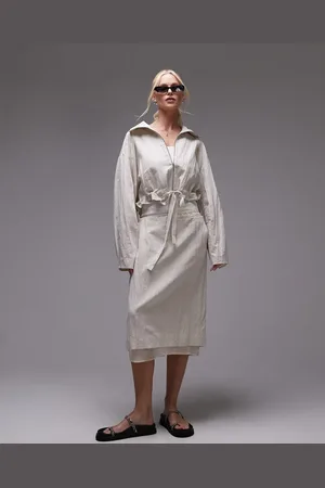 MANGO Capsule tailored midi skirt co-ord with organza underlay in ivory