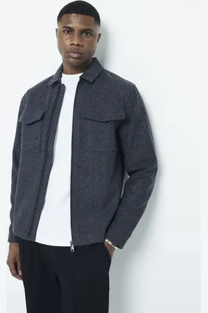River Island Zip overshirt in dark