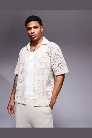 ASOS Boxy loose fit premium crochet shirt in