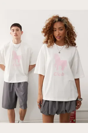 COLLUSION Unisex t-shirt with pink pony club graphic