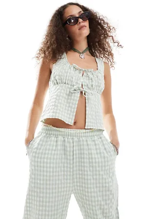 Reclaimed Split front top in gingham