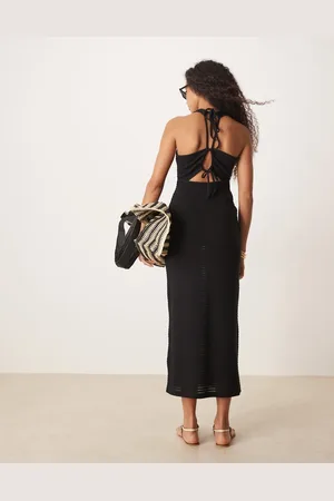 ASOS Crochet sleeveless elasticated back midi dress in