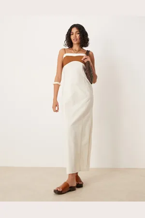 ASOS Cotton linen colour block cami maxi dress in colour block
