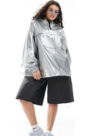 ASOS ASOS DESIGN Curve metallic pac-a-mac rainwear jacket in metallic