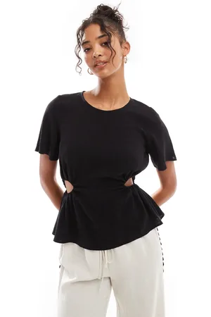 ASOS Linen look tee with cut out sides in