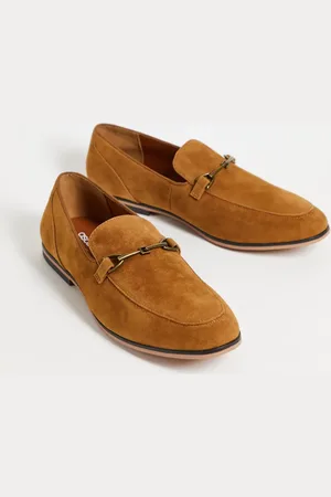 ASOS Loafers in tan faux suede with snaffle detail