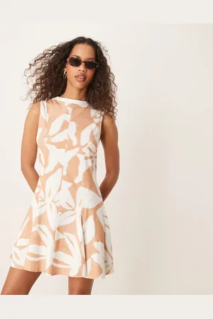 ASOS Cotton sleeveless midi sundress in pink and white oversized floral print