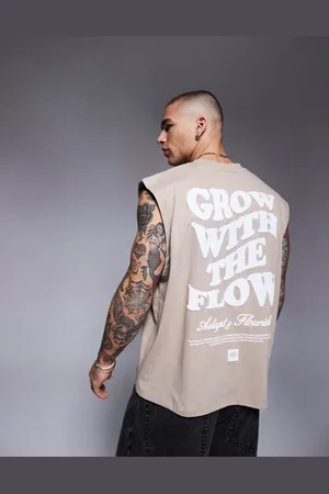 ASOS Oversized tank with text graphic in beige