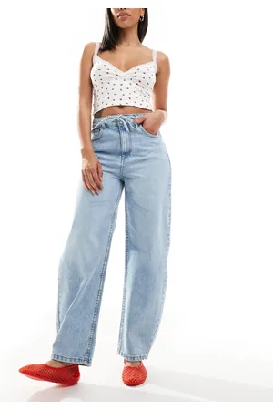 ASOS Barrel leg jeans in pale wash with belt