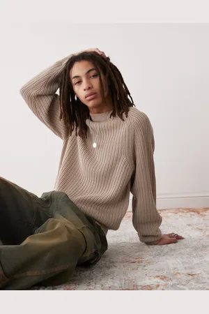 COLLUSION Knitted crew neck jumper in camel